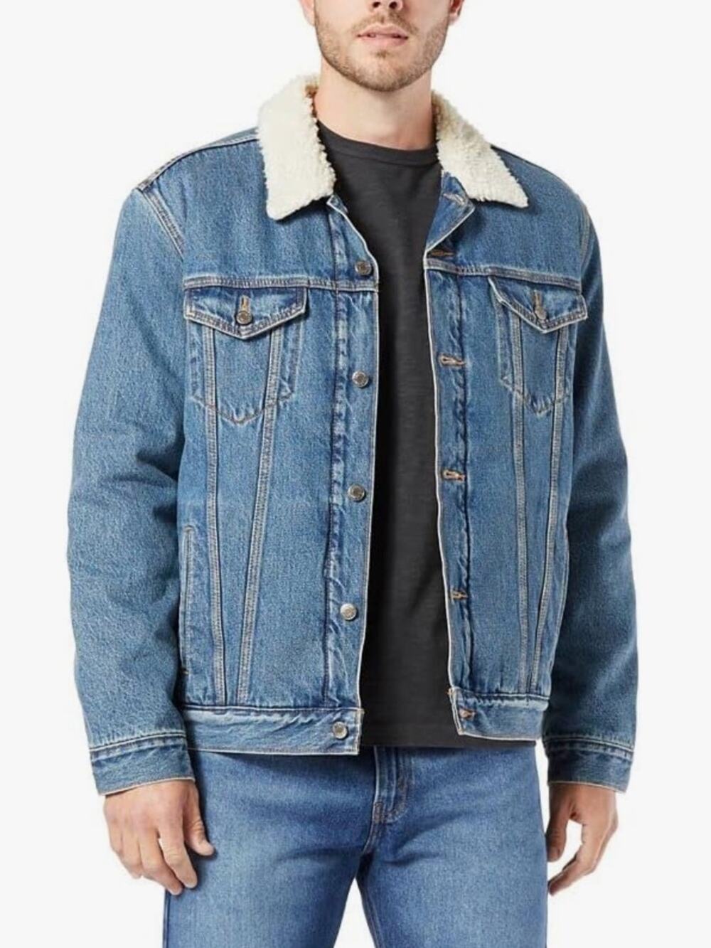 Levi’s Men’s Signature Sherpa Lined Denim Trucker Jean Jacket Sz XL